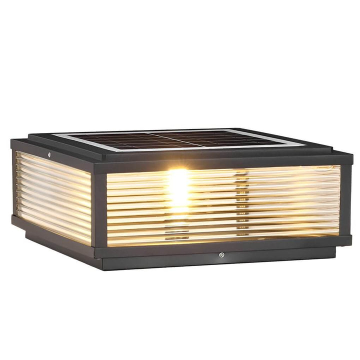 Outdoor Post Mounted Lamp - Square Ribbed Pillar Light
