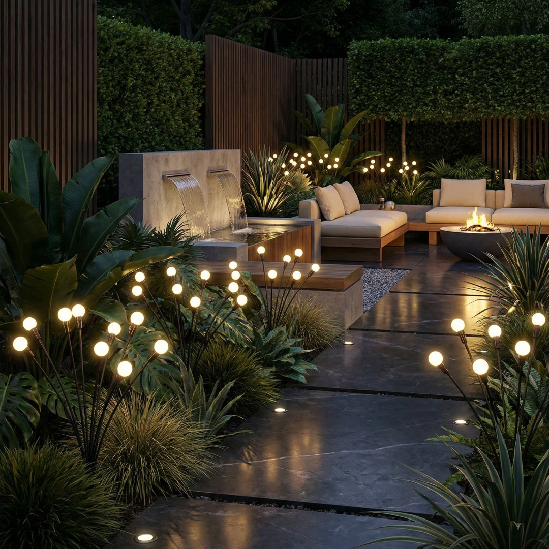 Outdoor Solar Garden Lamp - Firefly Swaying Stem Stake Light