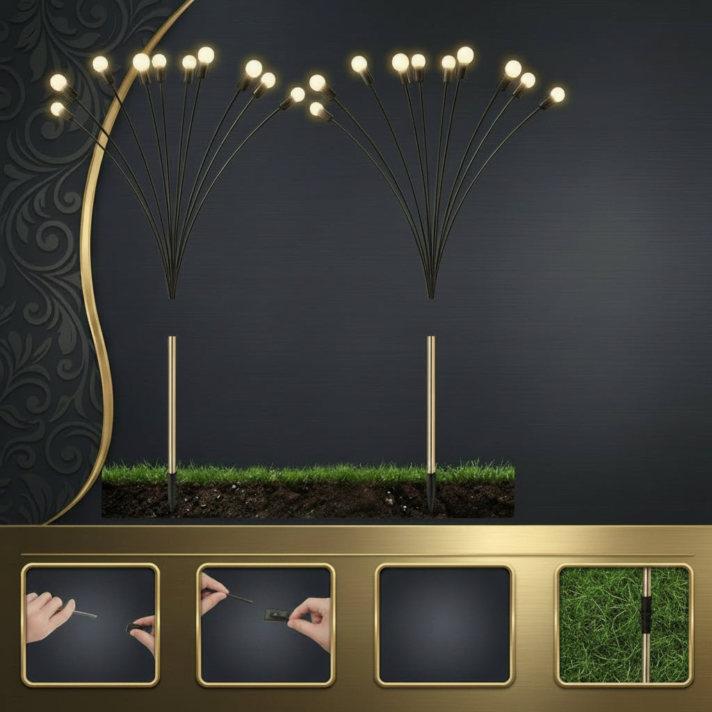 Outdoor Solar Garden Lamp - Firefly Swaying Stem Stake Light