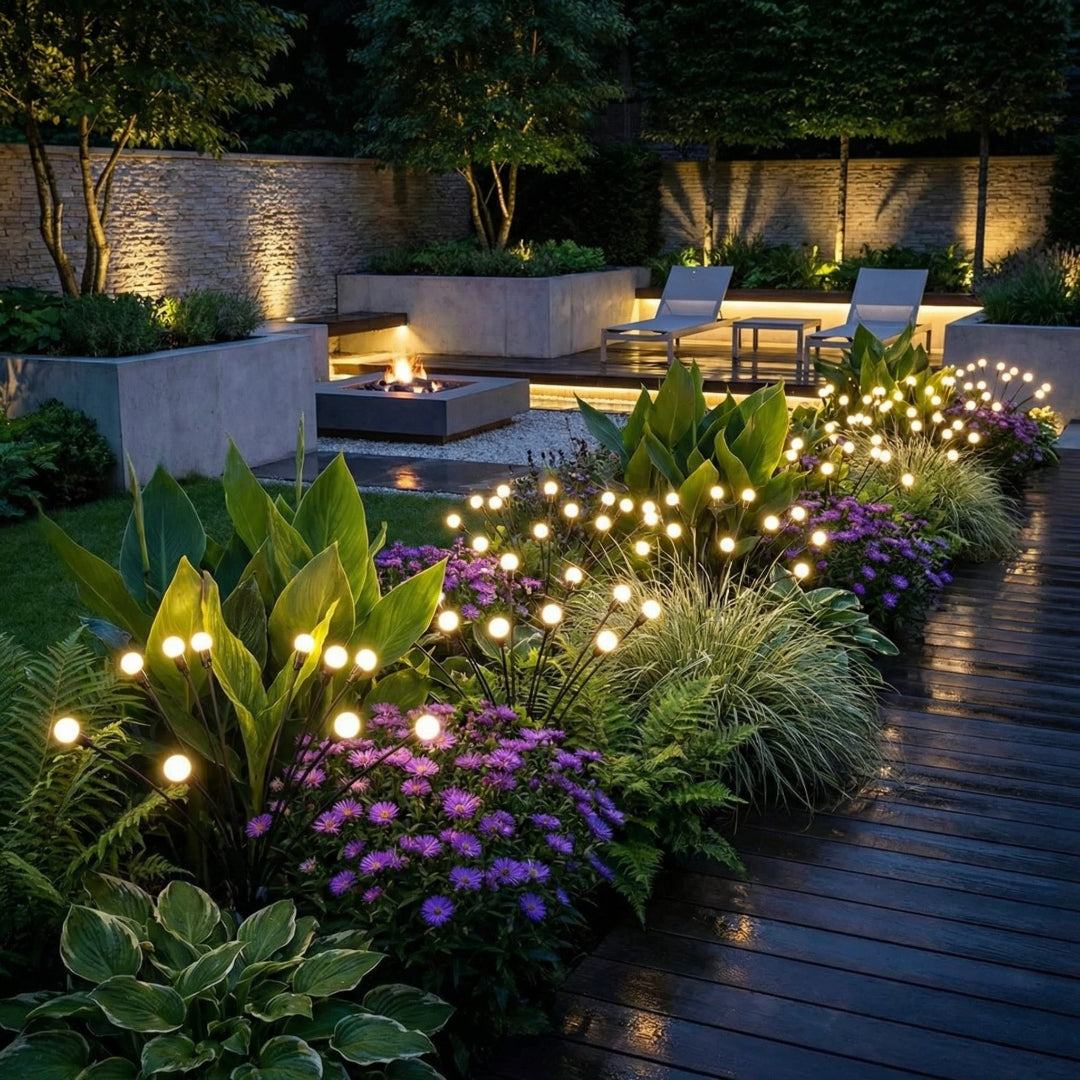 Outdoor Solar Garden Lamp - Firefly Swaying Stem Stake Light