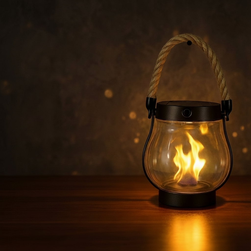 Outdoor Solar Lantern - Jar Lamp with Rope Handle