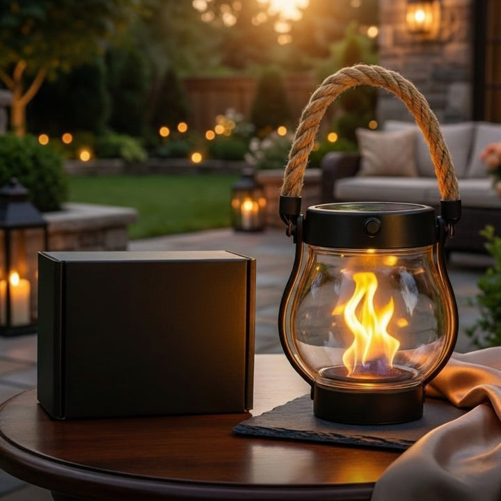 Outdoor Solar Lantern - Jar Lamp with Rope Handle