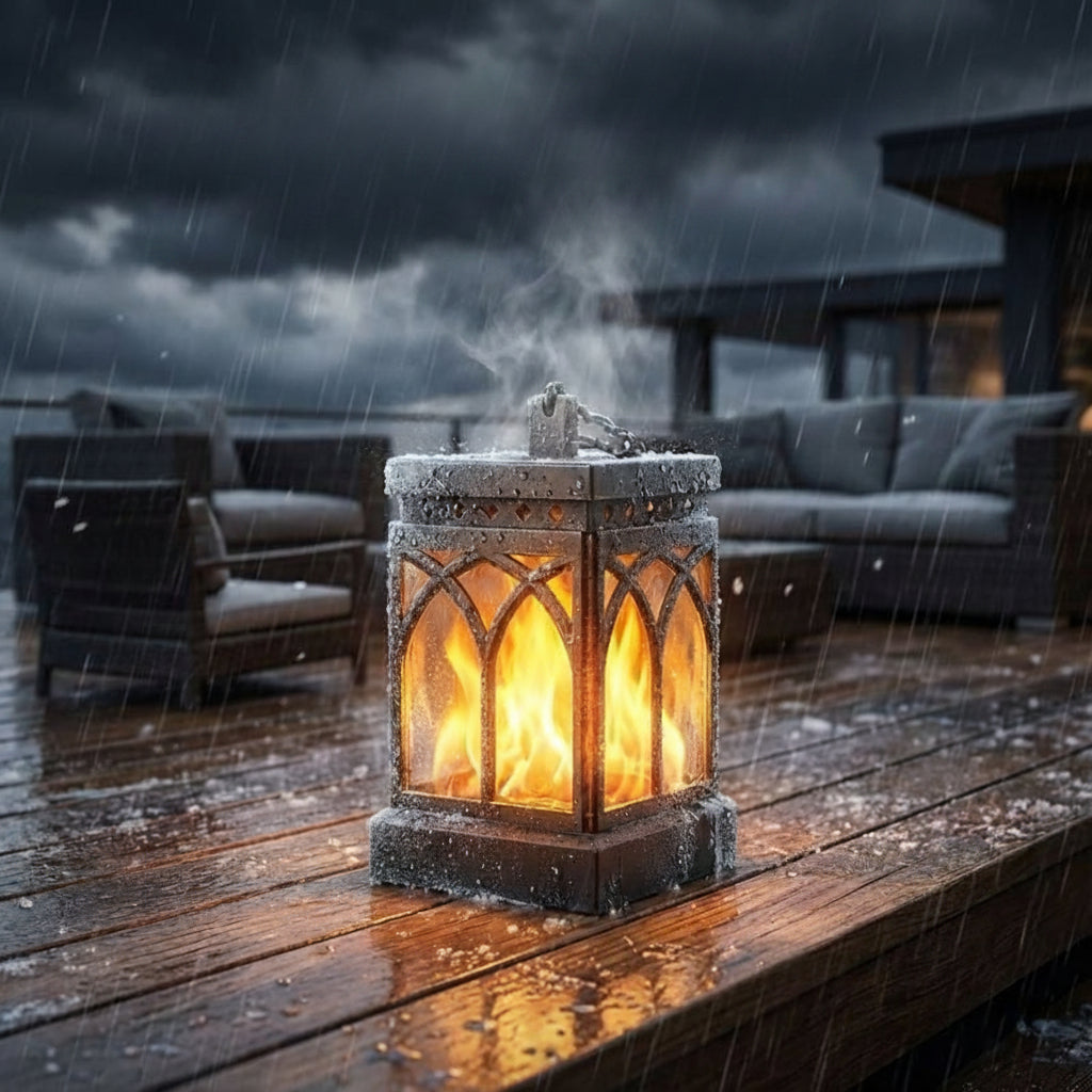 Outdoor Solar Lantern - Square Flame Effect Frame Lamp