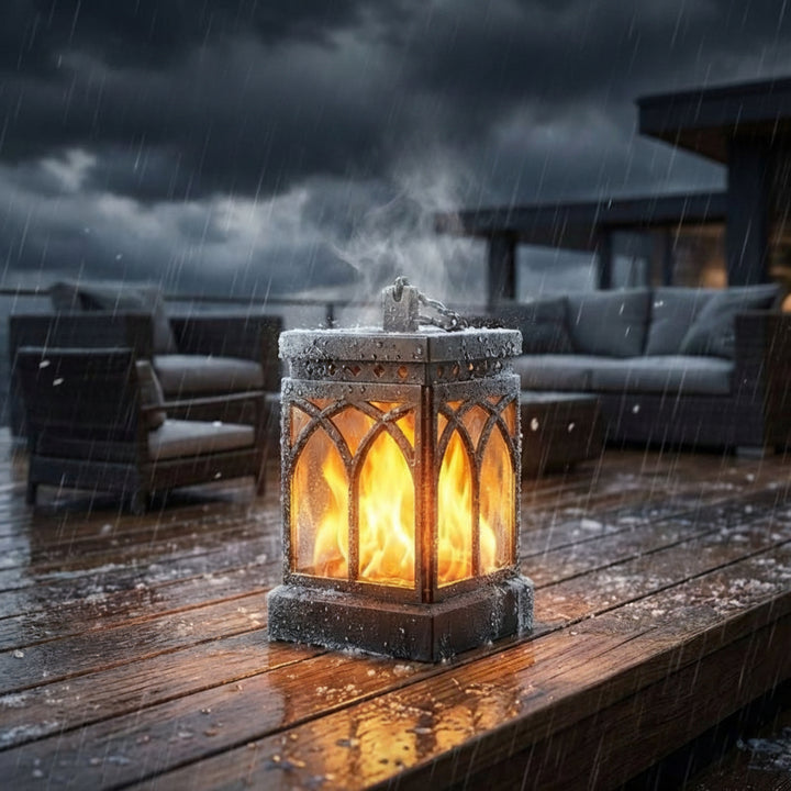 Outdoor Solar Lantern - Square Flame Effect Frame Lamp