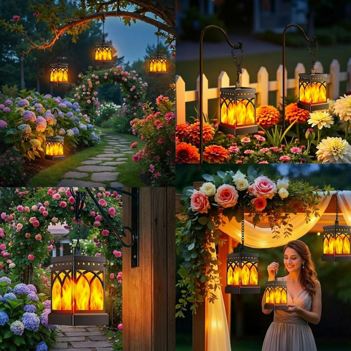 Outdoor Solar Lantern - Square Flame Effect Frame Lamp