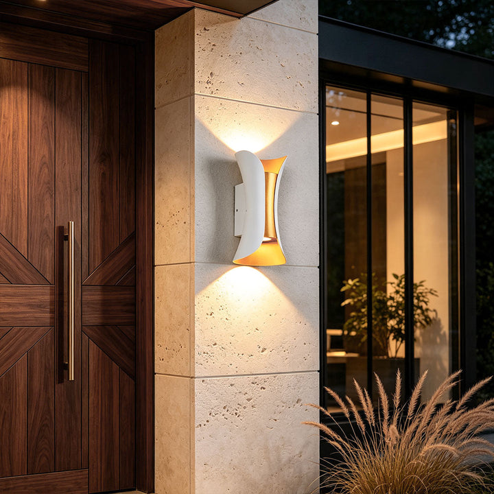 Outdoor Wall Mounted Lamp - Curved Hourglass Up and Down Light