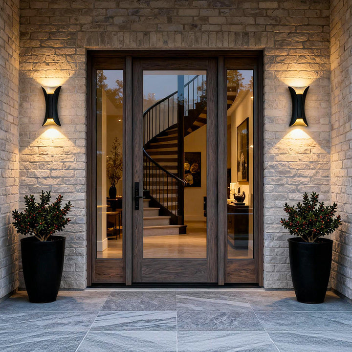 Outdoor Wall Mounted Lamp - Curved Hourglass Up and Down Light