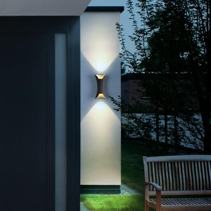 Outdoor Wall Mounted Lamp - Curved Hourglass Up and Down Light