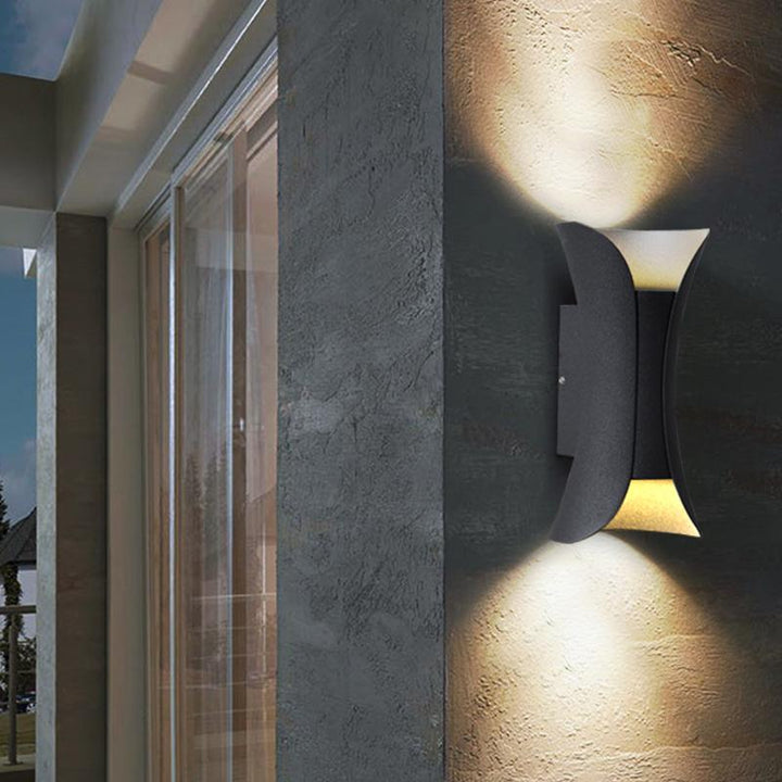 Outdoor Wall Mounted Lamp - Curved Hourglass Up and Down Light