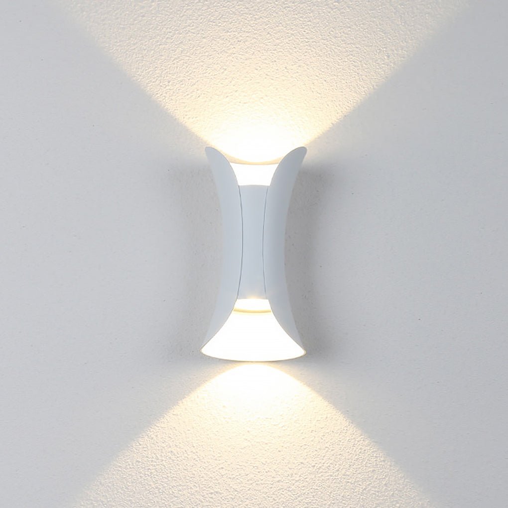 Outdoor Wall Mounted Lamp - Curved Hourglass Up and Down Light