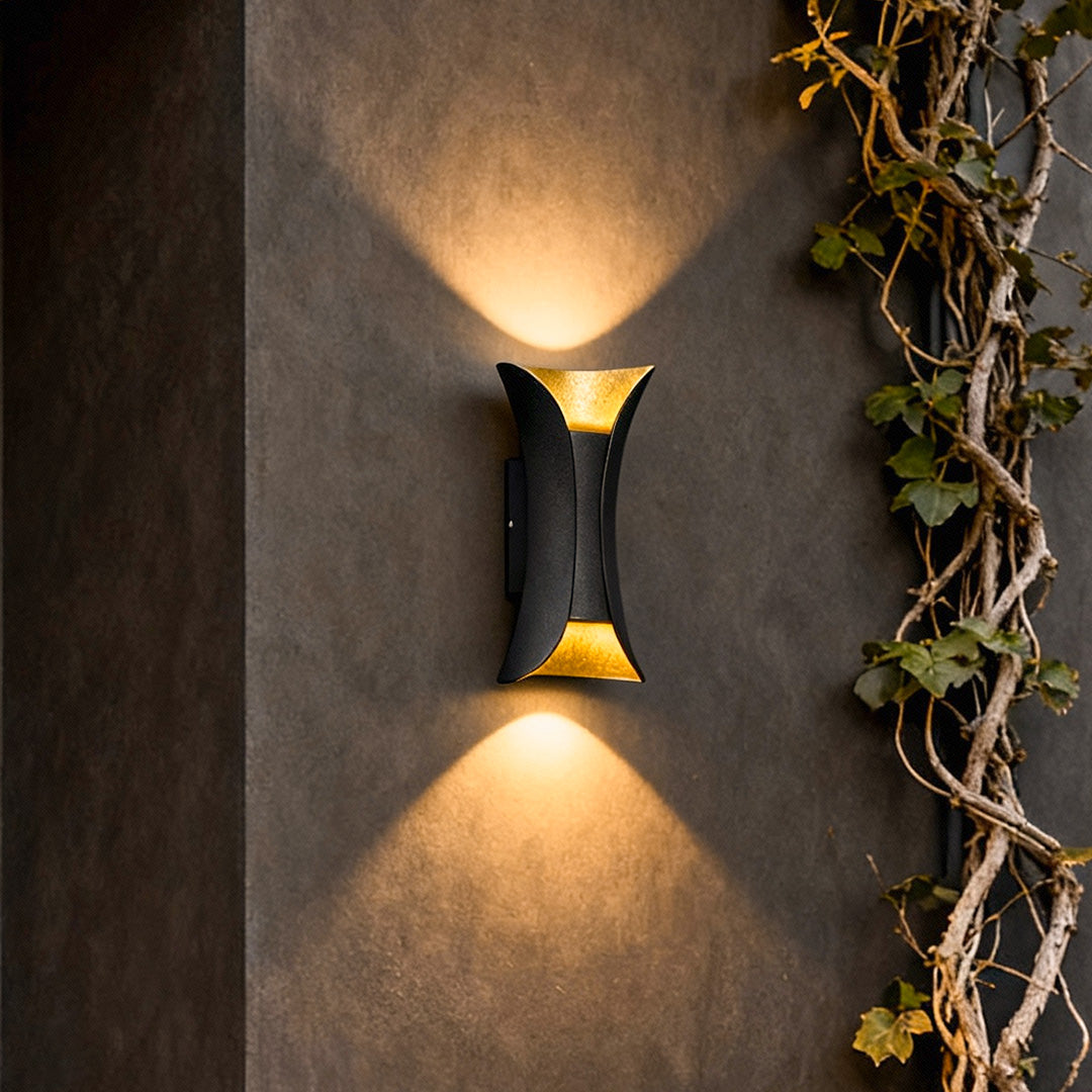 Outdoor Wall Mounted Lamp - Curved Hourglass Up and Down Light