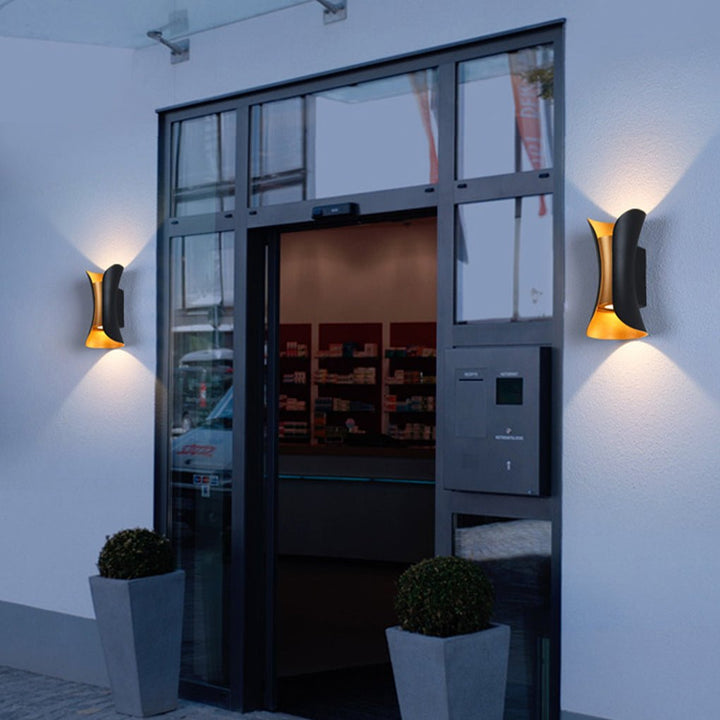 Outdoor Wall Mounted Lamp - Curved Hourglass Up and Down Light