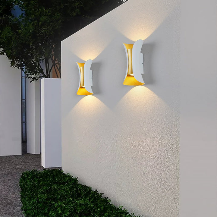 Outdoor Wall Mounted Lamp - Curved Hourglass Up and Down Light