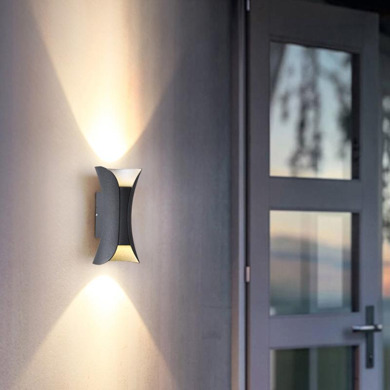Outdoor Wall Mounted Lamp - Curved Hourglass Up and Down Light