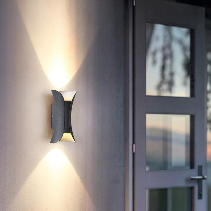 Outdoor Wall Mounted Lamp - Curved Hourglass Up and Down Light
