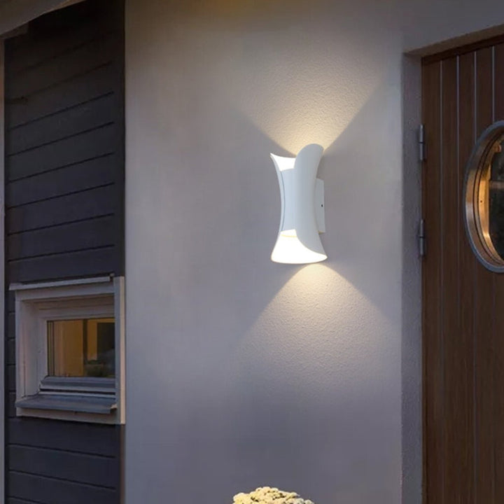 Outdoor Wall Mounted Lamp - Curved Hourglass Up and Down Light