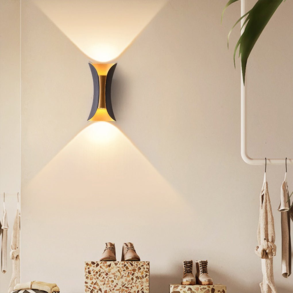 Outdoor Wall Mounted Lamp - Curved Hourglass Up and Down Light