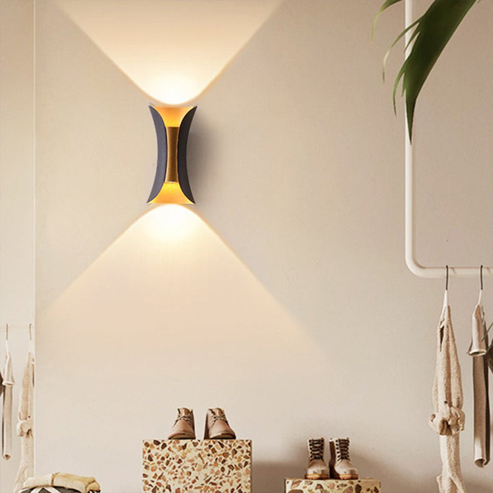 Outdoor Wall Mounted Lamp - Curved Hourglass Up and Down Light