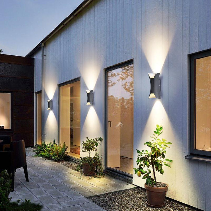 Outdoor Wall Mounted Lamp - Curved Hourglass Up and Down Light