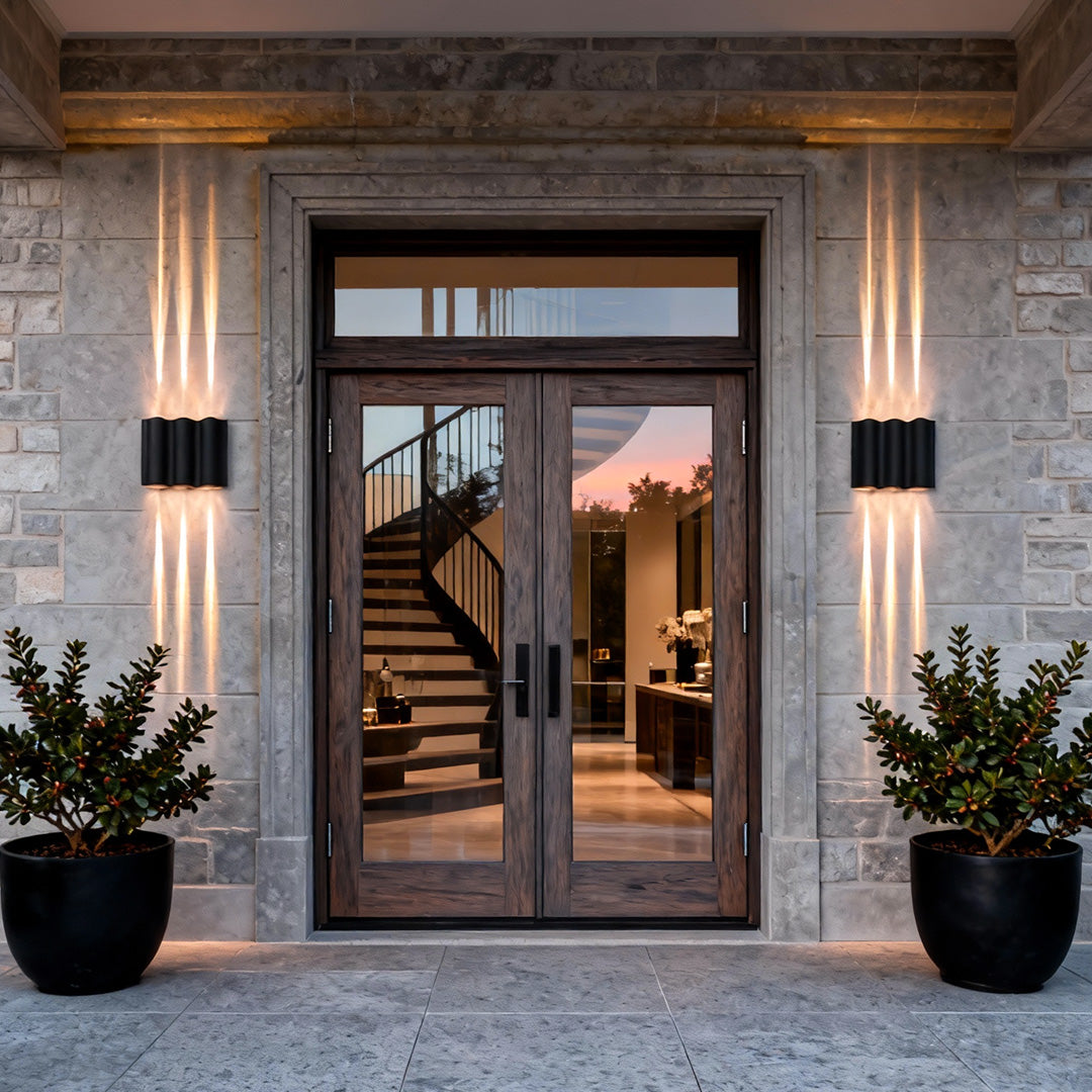 Outdoor Wall Mounted Lamp - Ribbed Cylinder Up and Down Light