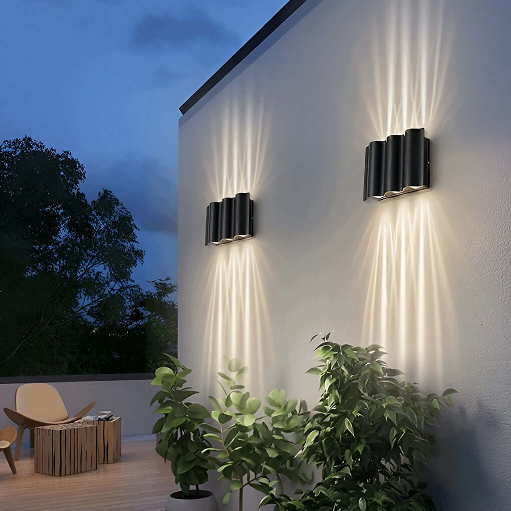 Outdoor Wall Mounted Lamp - Ribbed Cylinder Up and Down Light