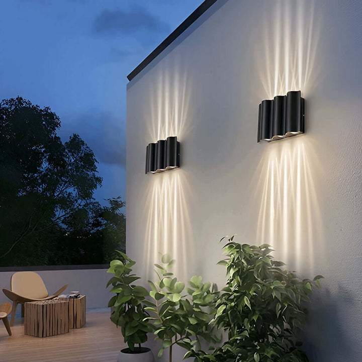 Outdoor Wall Mounted Lamp - Ribbed Cylinder Up and Down Light
