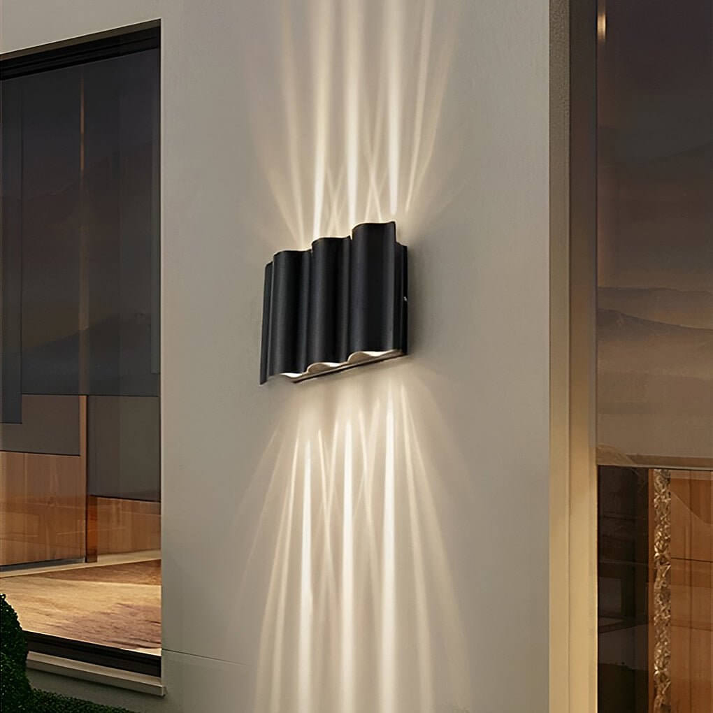 Outdoor Wall Mounted Lamp - Ribbed Cylinder Up and Down Light