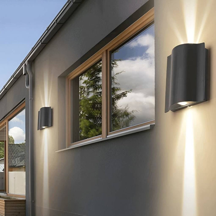 Outdoor Wall Mounted Lamp - Ribbed Cylinder Up and Down Light
