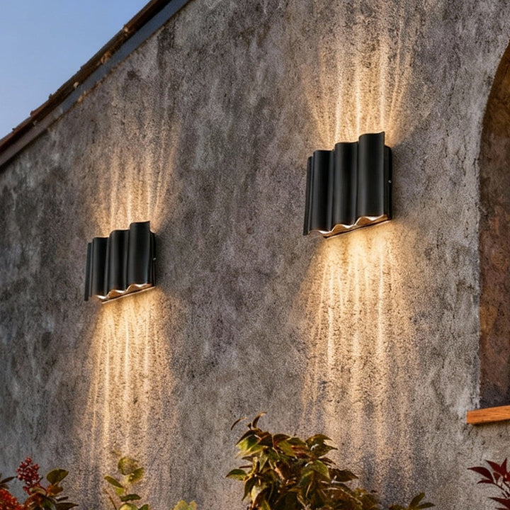 Outdoor Wall Mounted Lamp - Ribbed Cylinder Up and Down Light
