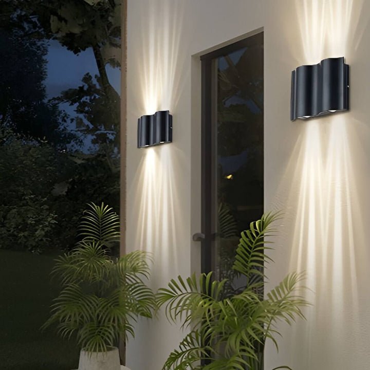 Outdoor Wall Mounted Lamp - Ribbed Cylinder Up and Down Light