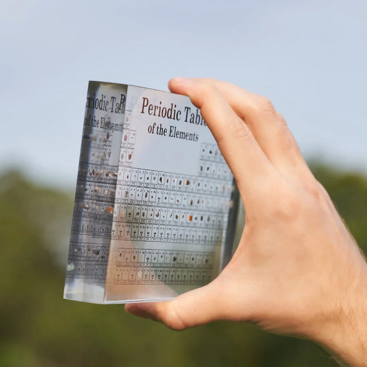 Periodic Table Display with Real Element Samples - Illuminated Acrylic Display Block