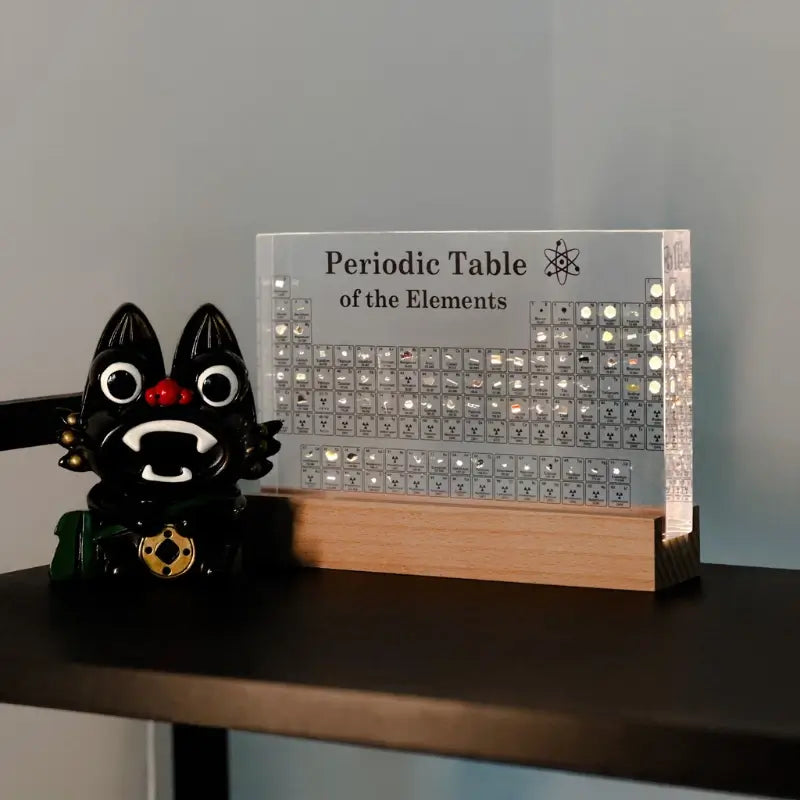 Periodic Table Display with Real Element Samples - Illuminated Acrylic Display Block