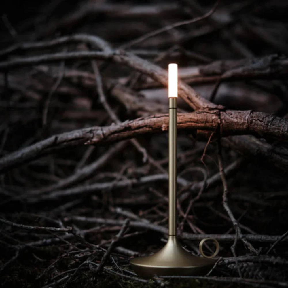 Portable Table Lamp - Candlestick Base with Tube Shade