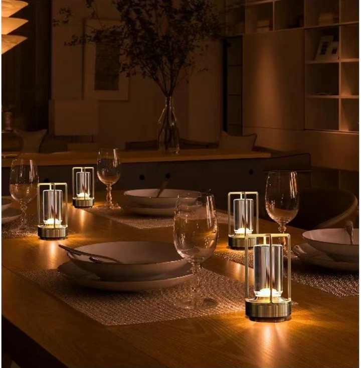 Portable Table Lamp - Cylindrical Shade with Frame Base