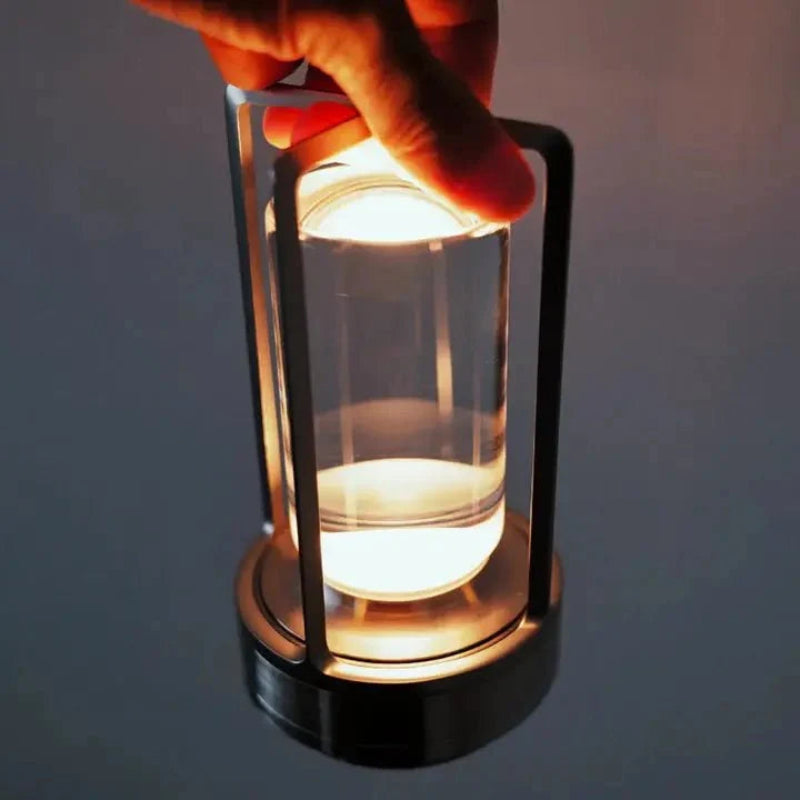 Portable Table Lamp - Cylindrical Shade with Frame Base