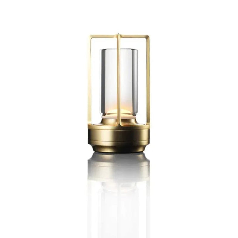 Portable Table Lamp - Cylindrical Shade with Frame Base