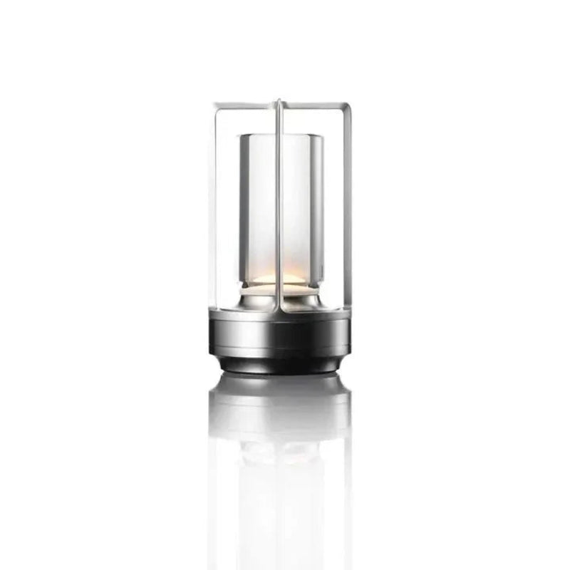 Portable Table Lamp - Cylindrical Shade with Frame Base