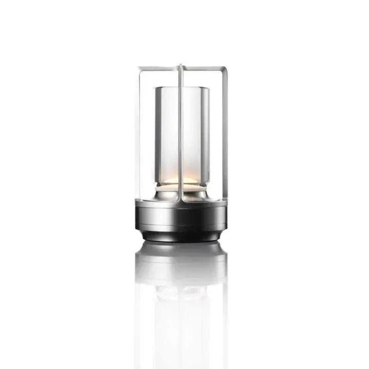 Portable Table Lamp - Cylindrical Shade with Frame Base