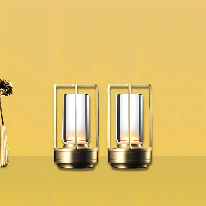 Portable Table Lamp - Cylindrical Shade with Frame Base
