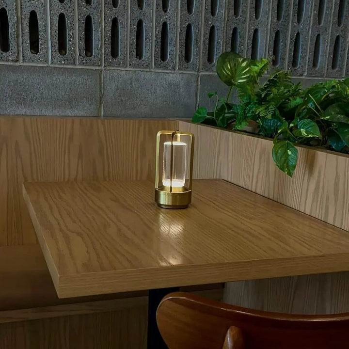 Portable Table Lamp - Cylindrical Shade with Frame Base