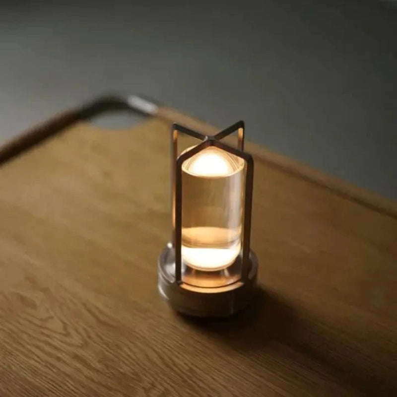 Portable Table Lamp - Cylindrical Shade with Frame Base