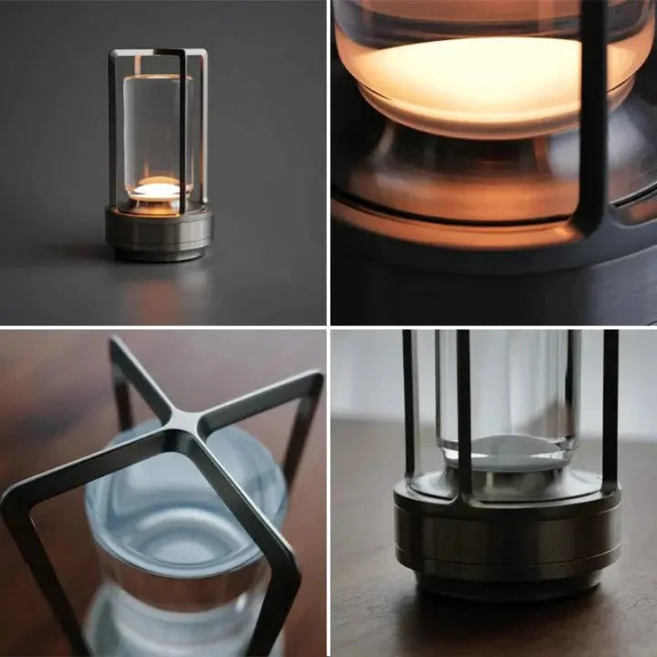 Portable Table Lamp - Cylindrical Shade with Frame Base