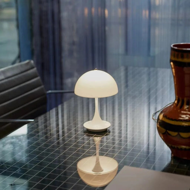 Portable Table Lamp - Domed Shade with Flared Stem Base