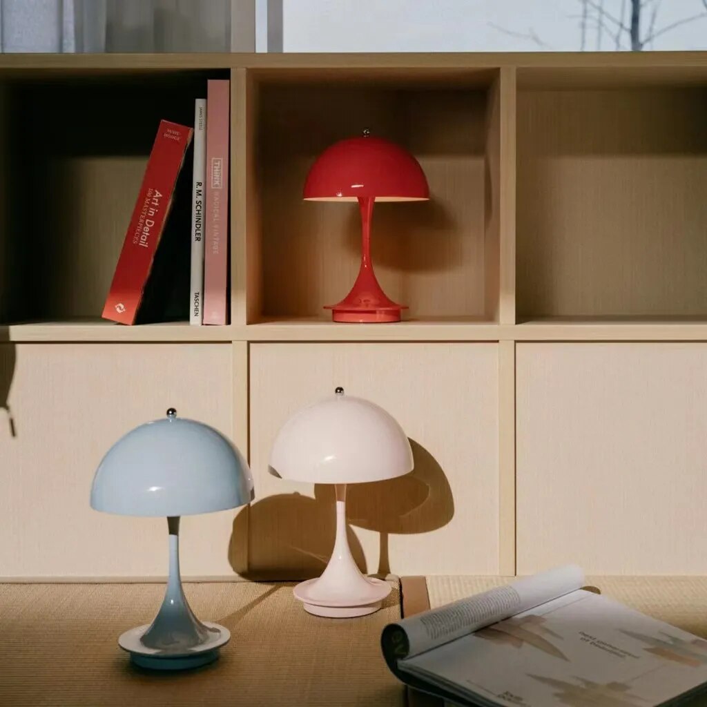 Portable Table Lamp - Domed Shade with Flared Stem Base