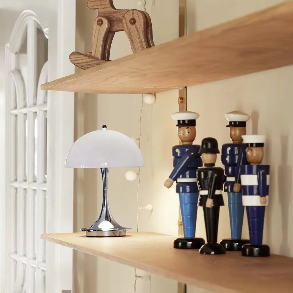 Portable Table Lamp - Domed Shade with Flared Stem Base