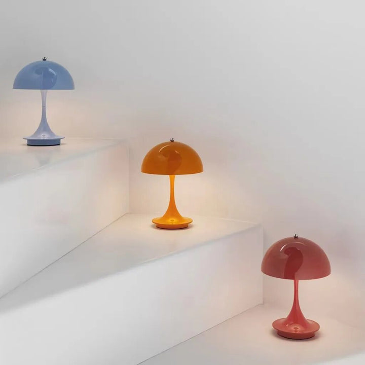 Portable Table Lamp - Domed Shade with Flared Stem Base
