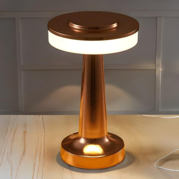 Portable Table Lamp - Round Disc Top with Illuminated Band