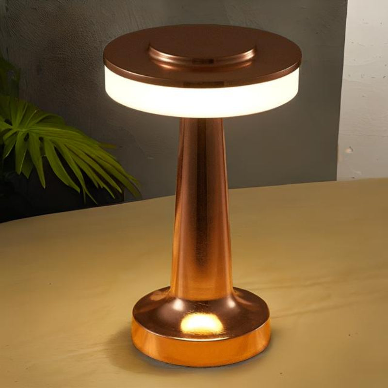 Portable Table Lamp - Round Disc Top with Illuminated Band