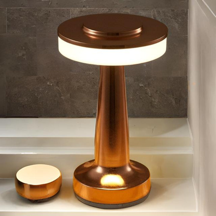 Portable Table Lamp - Round Disc Top with Illuminated Band