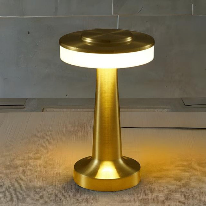 Portable Table Lamp - Round Disc Top with Illuminated Band